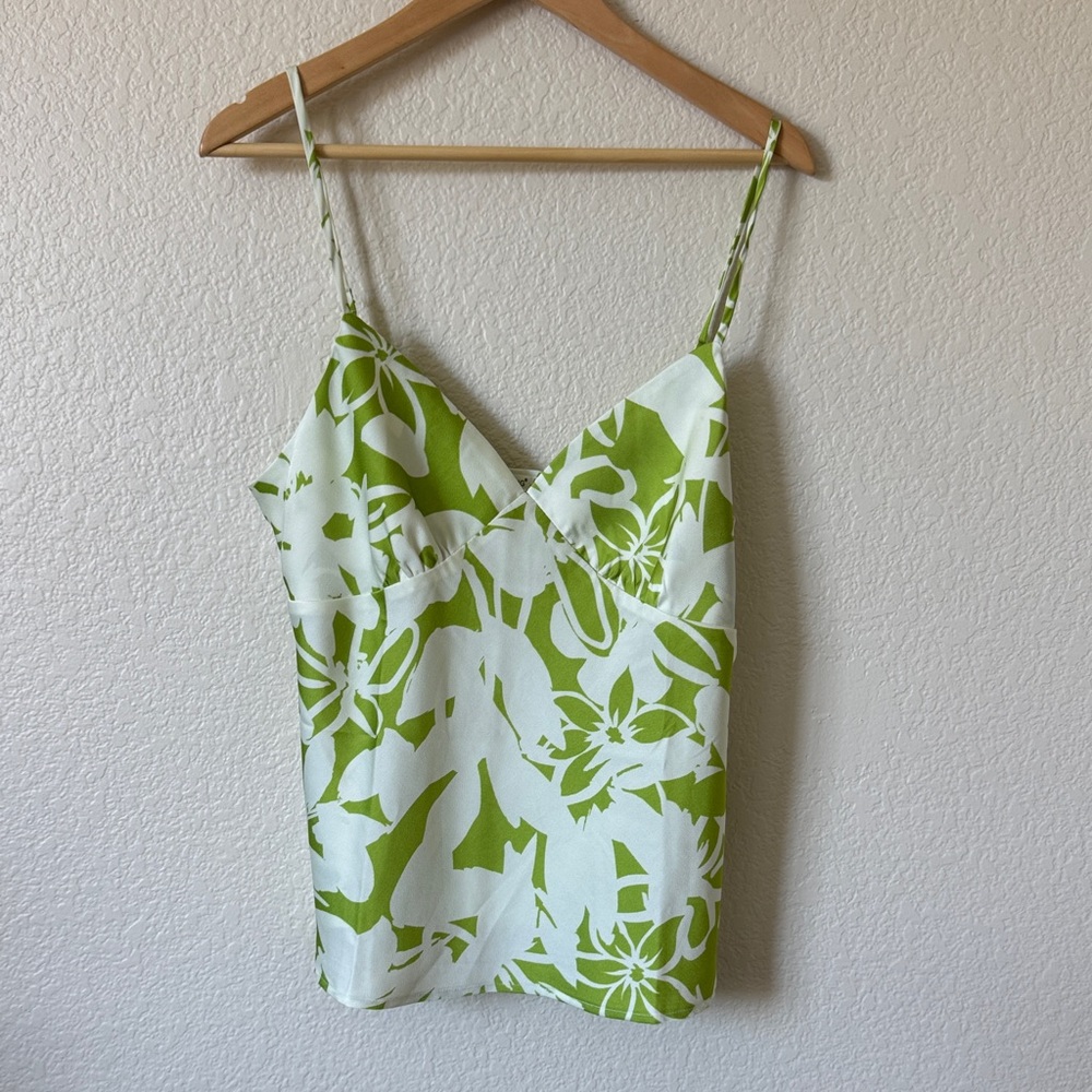 Timing White and Green Floral Camisole